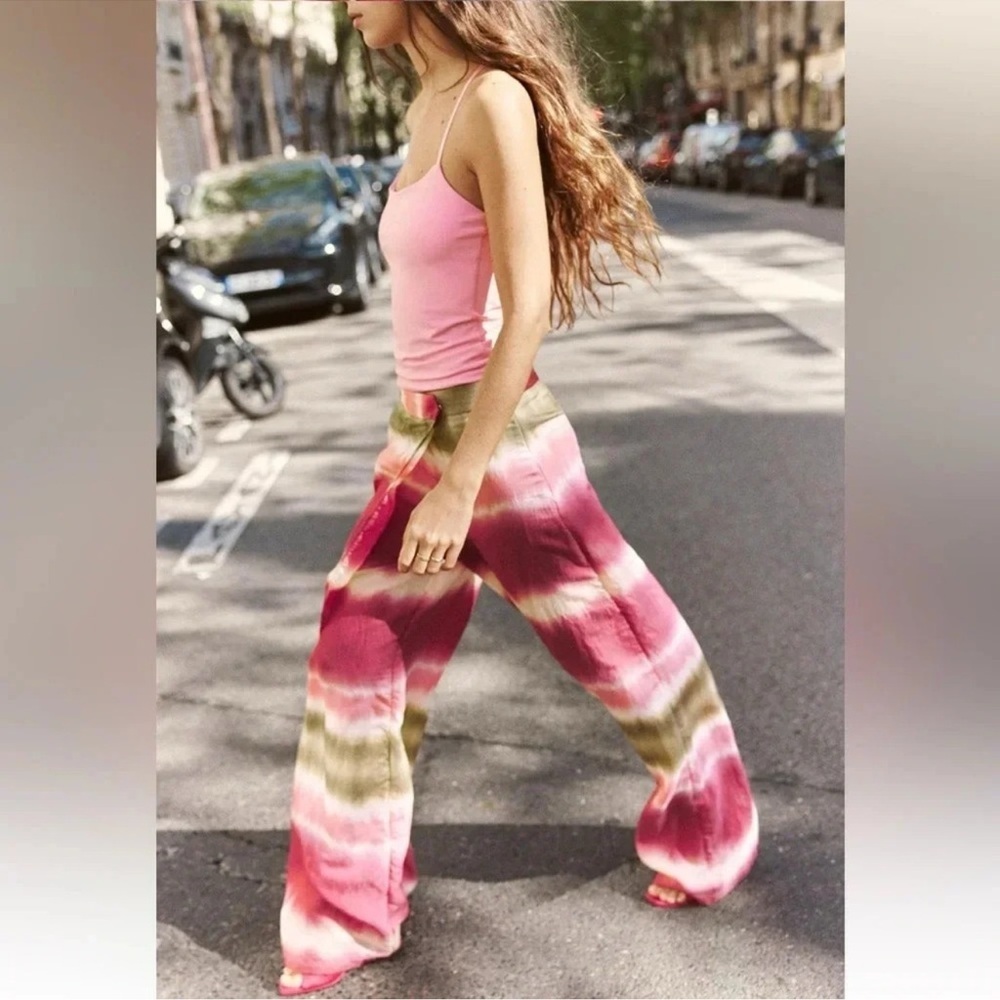 ZARA TIE DYE MULTICOLORED WRAP PANTS - Picture 6 of 6